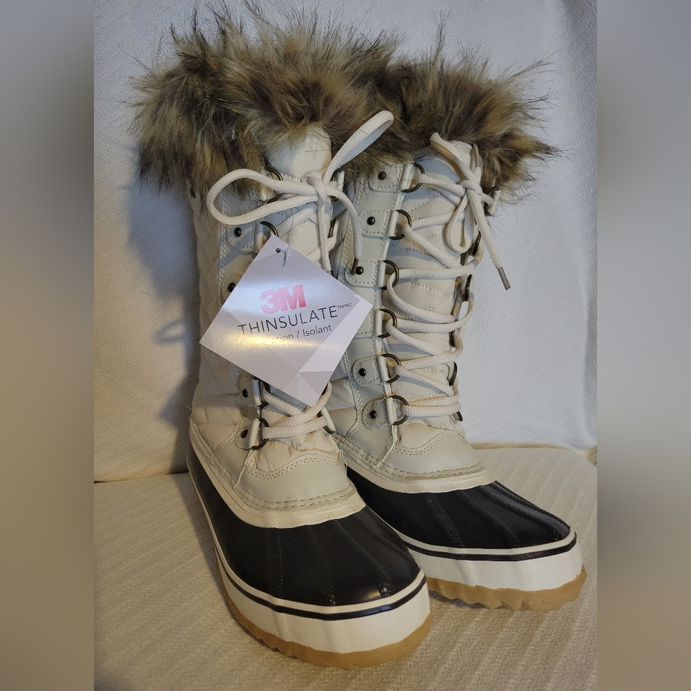 Esprit Shoes | Esprit Cream Faux Fur-Trim Fleece Lined Evelyn Snow Boot